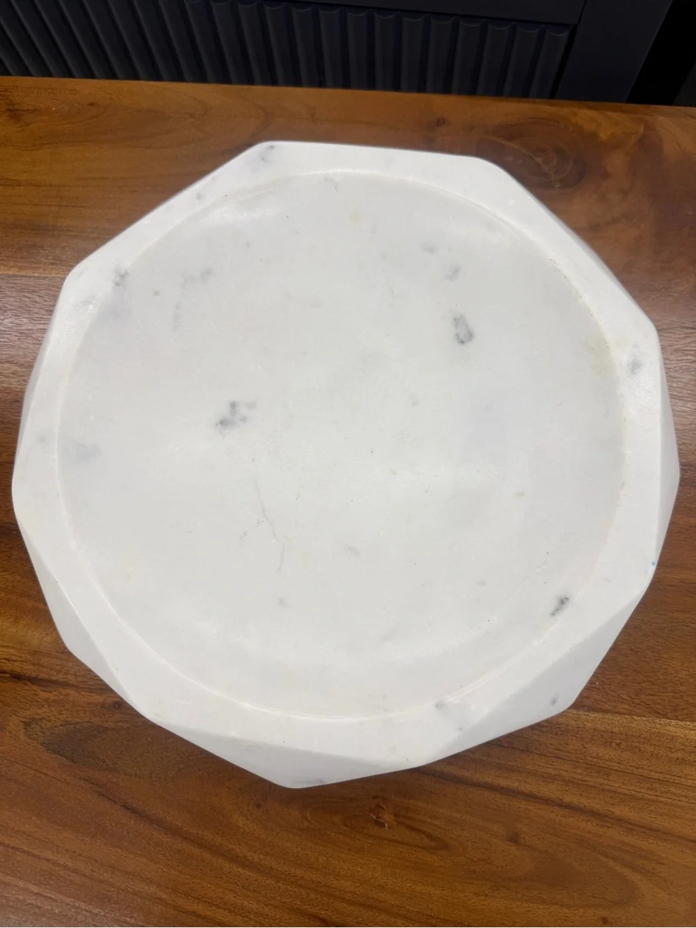 Minimalist White Italian Marble Geometric Decorative shallow Bowl